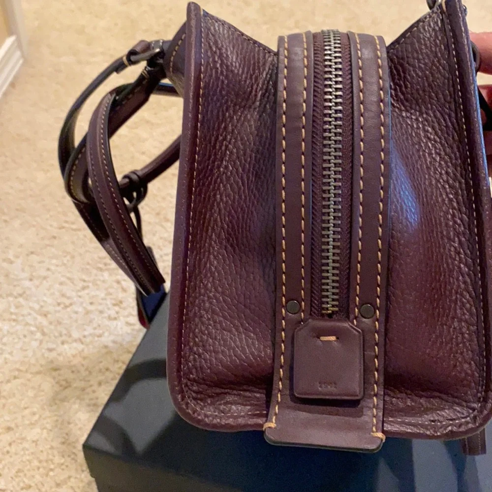 Coach Burgundy Leather Satchel with Red Interior - Picture 7 of 8